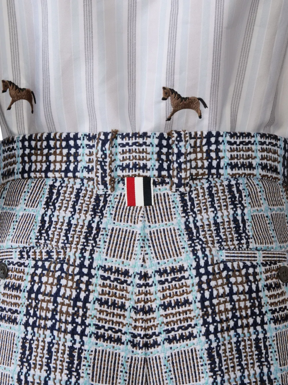 Thom Browne Check-pattern Tweed-effect Shorts In Brown