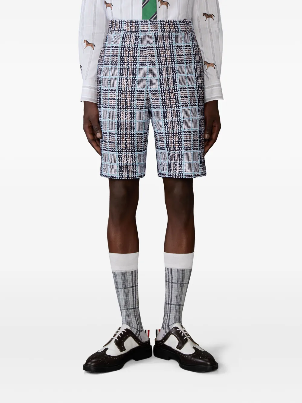 Thom Browne check-pattern tweed-effect shorts | Tailored Shorts | Image 2