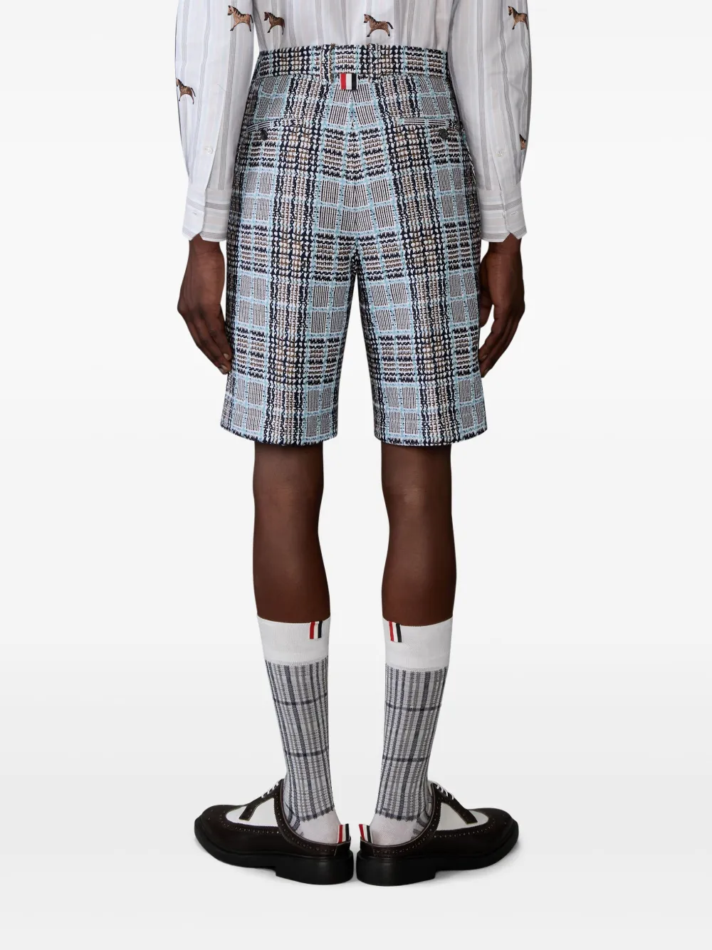 Thom Browne Check-pattern Tweed-effect Shorts In Brown
