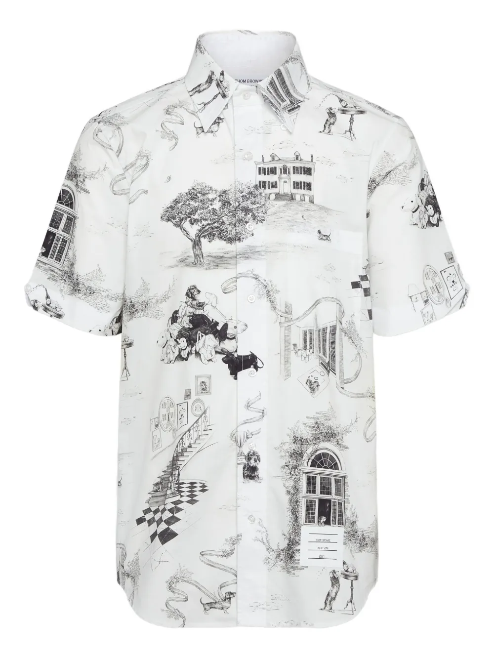 Thom Browne toile-print short-sleeve shirt - White