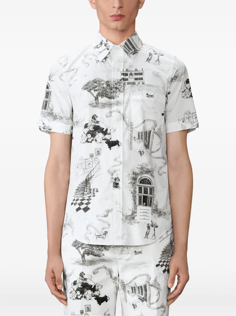 Thom Browne Overhemd met print en korte mouwen - Wit