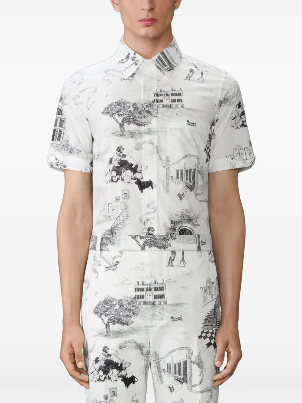 Thom Browne Hector Toile popeline overhemd met korte mouwen Wit