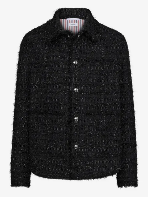 Thom Browne твидовый пиджак с бахромой