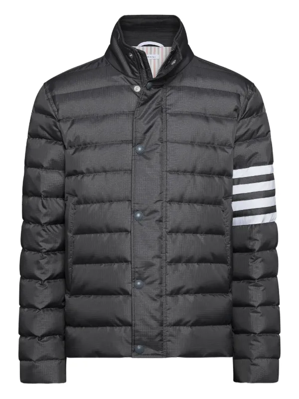 Thom Browne Shiny Ripstop Lightweight Down Filled 4-bar Jacket in Grey
