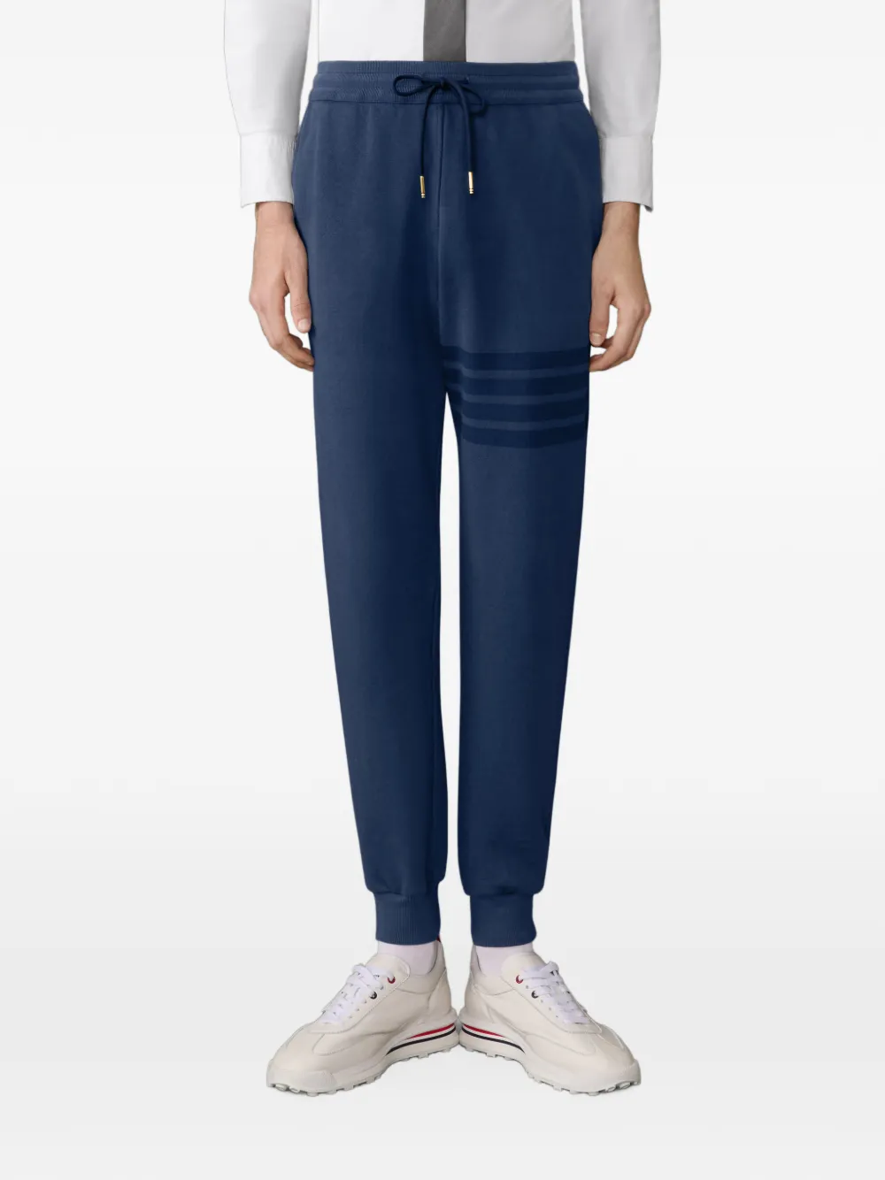 Thom Browne Solid Loopback 4-bar joggingbroek met geverfd effect Blauw