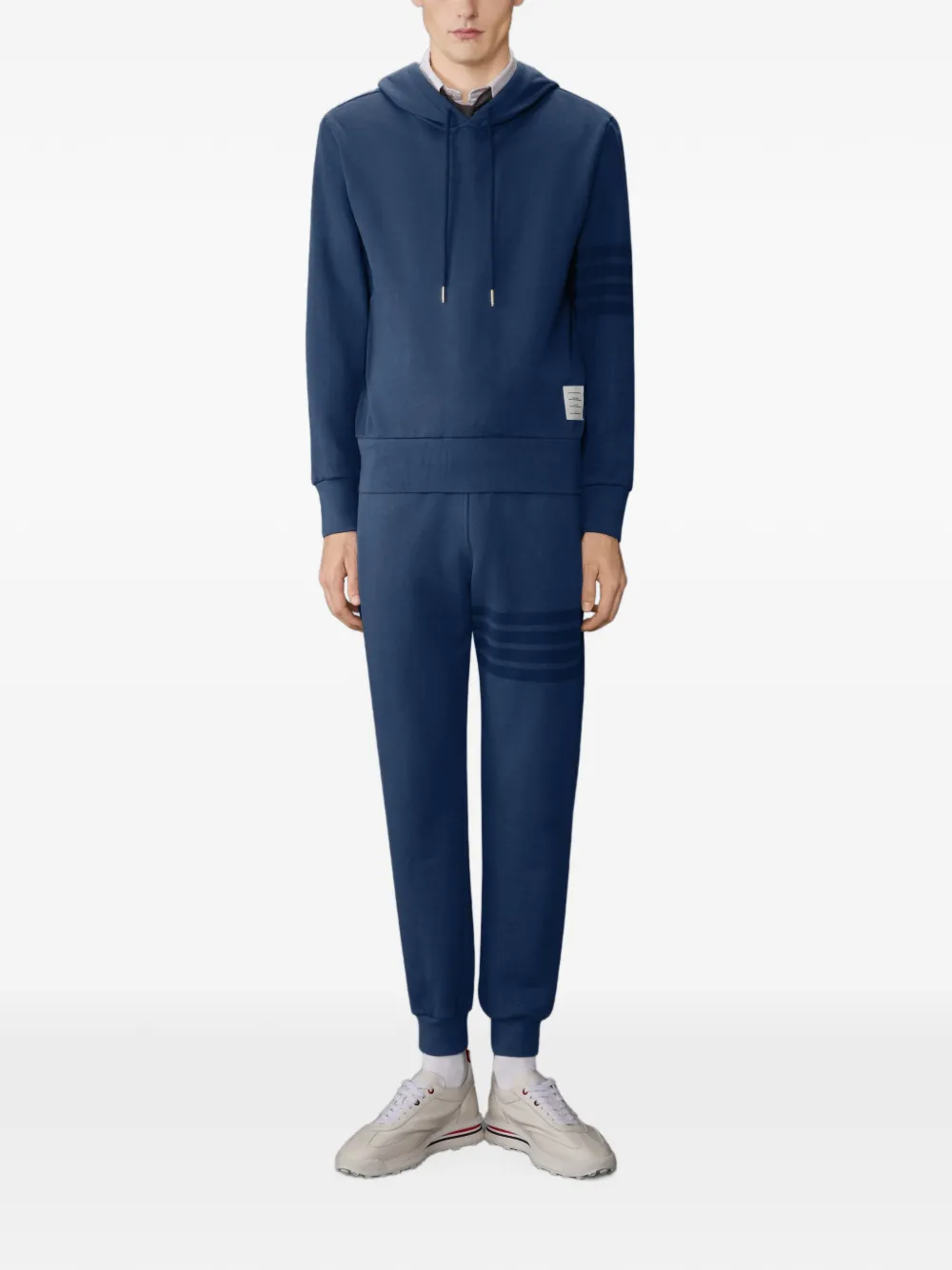 Thom Browne Solid Loopback 4-bar joggingbroek met geverfd effect Blauw