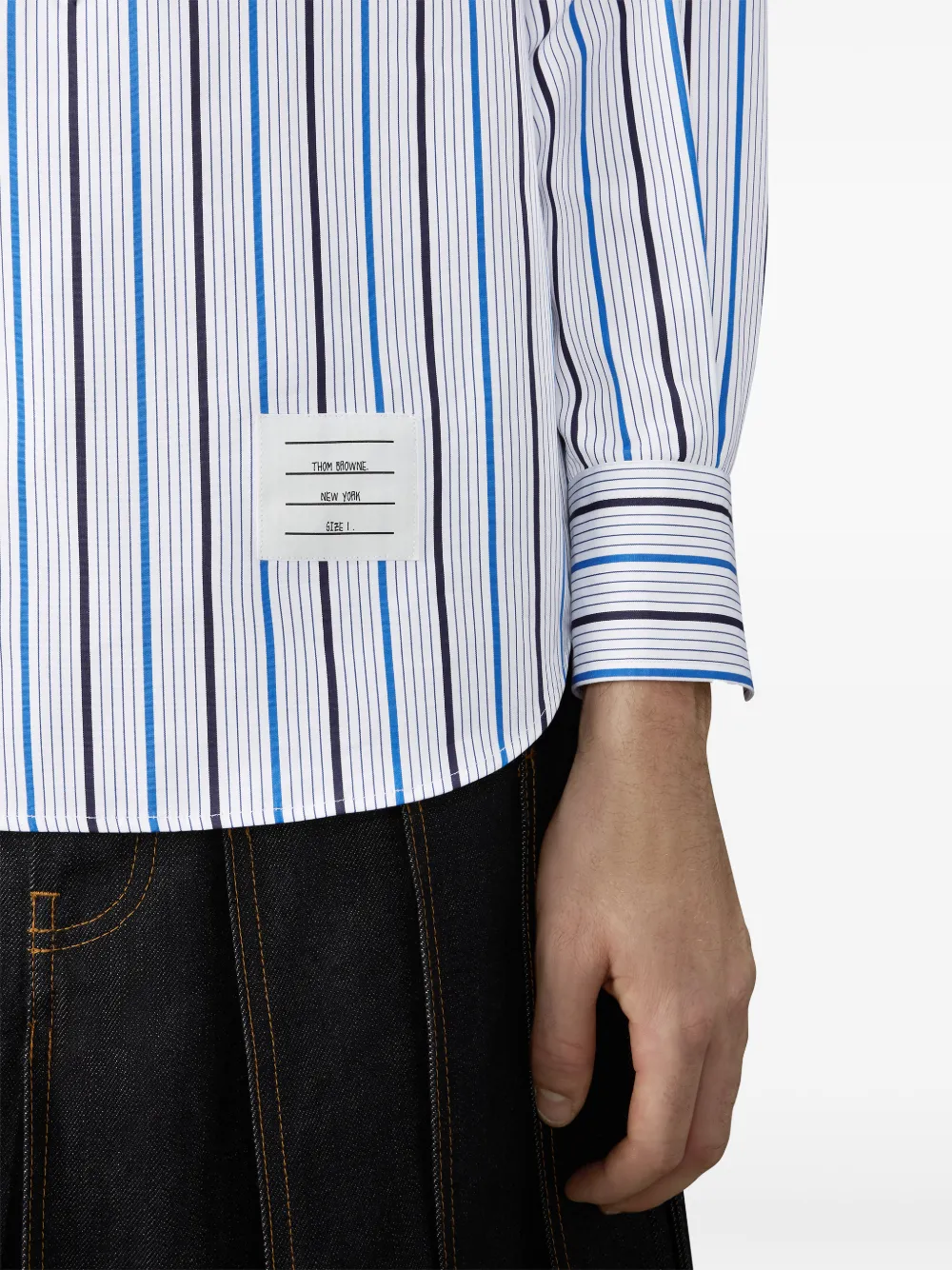 Thom Browne Gestreept popeline overhemd met armband Wit