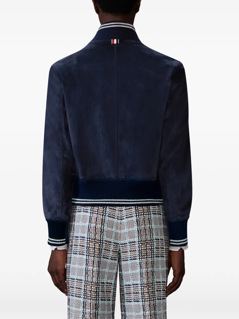 Thom Browne Suède ribgebreid shirtjack Blauw