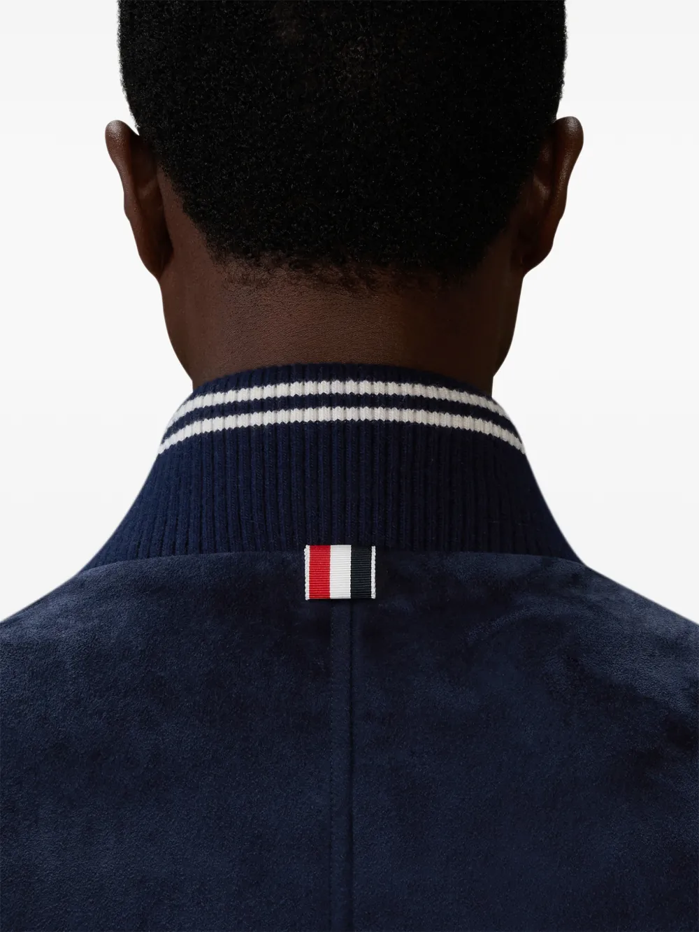Thom Browne Suède ribgebreid shirtjack Blauw