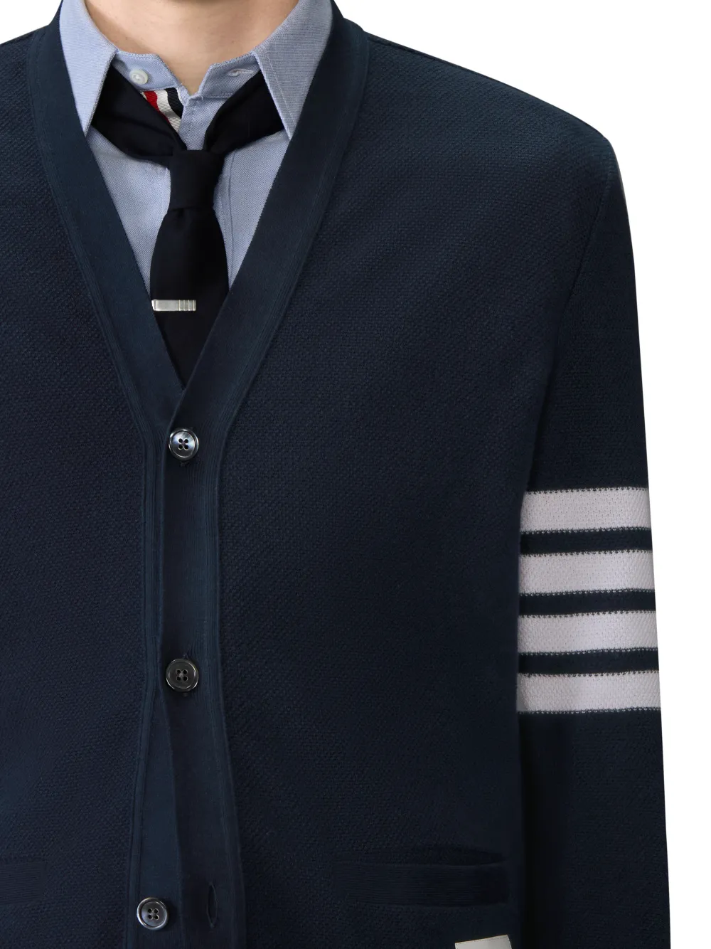 Thom Browne Vest met V-hals en logopatch Blauw