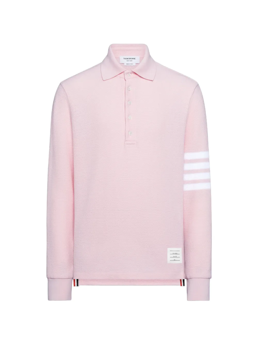 Thom Browne Piqué 4-Bar poloshirt met lange mouwen en textuur Roze