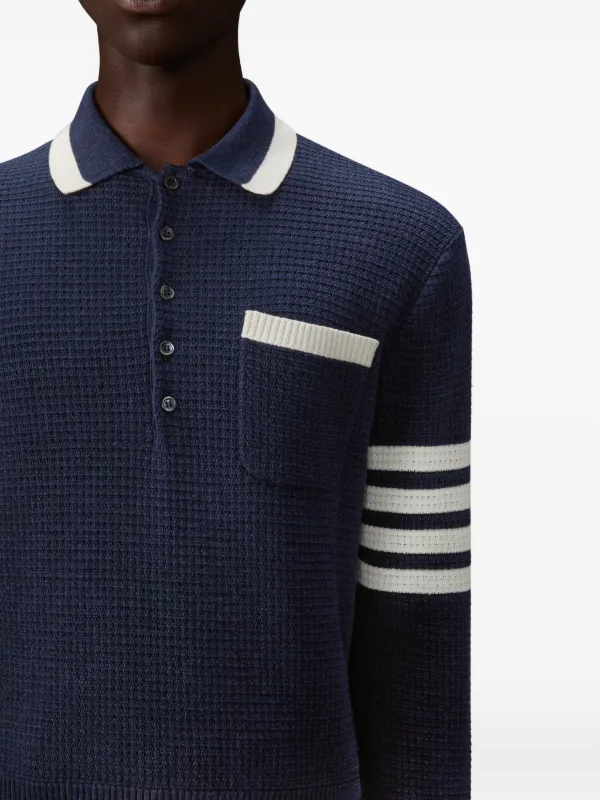 Thom Browne 4-Bar textured-stitch Sweater | Blue | FARFETCH AO