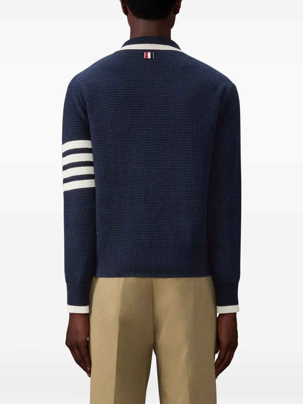 Thom Browne Poloshirt met vier strepen en lange mouwen Blauw
