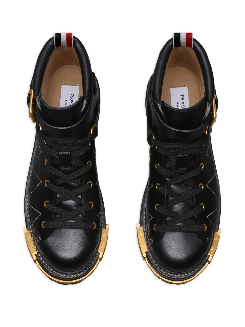 Thom Browne Leren laarzen met RWB-detail Zwart