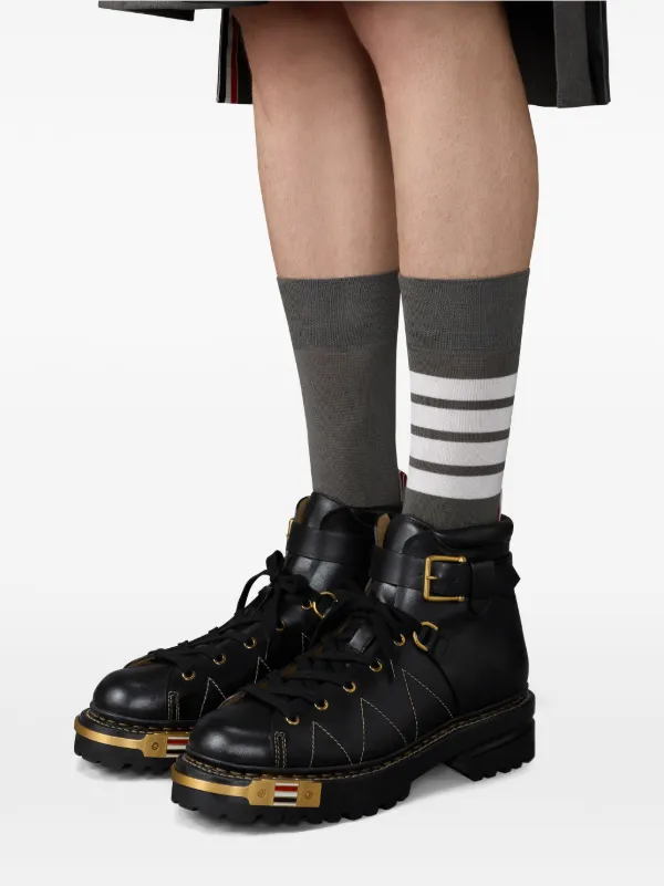 Thom Browne Vitello Calf Hiking Sole Boots | Black | FARFETCH