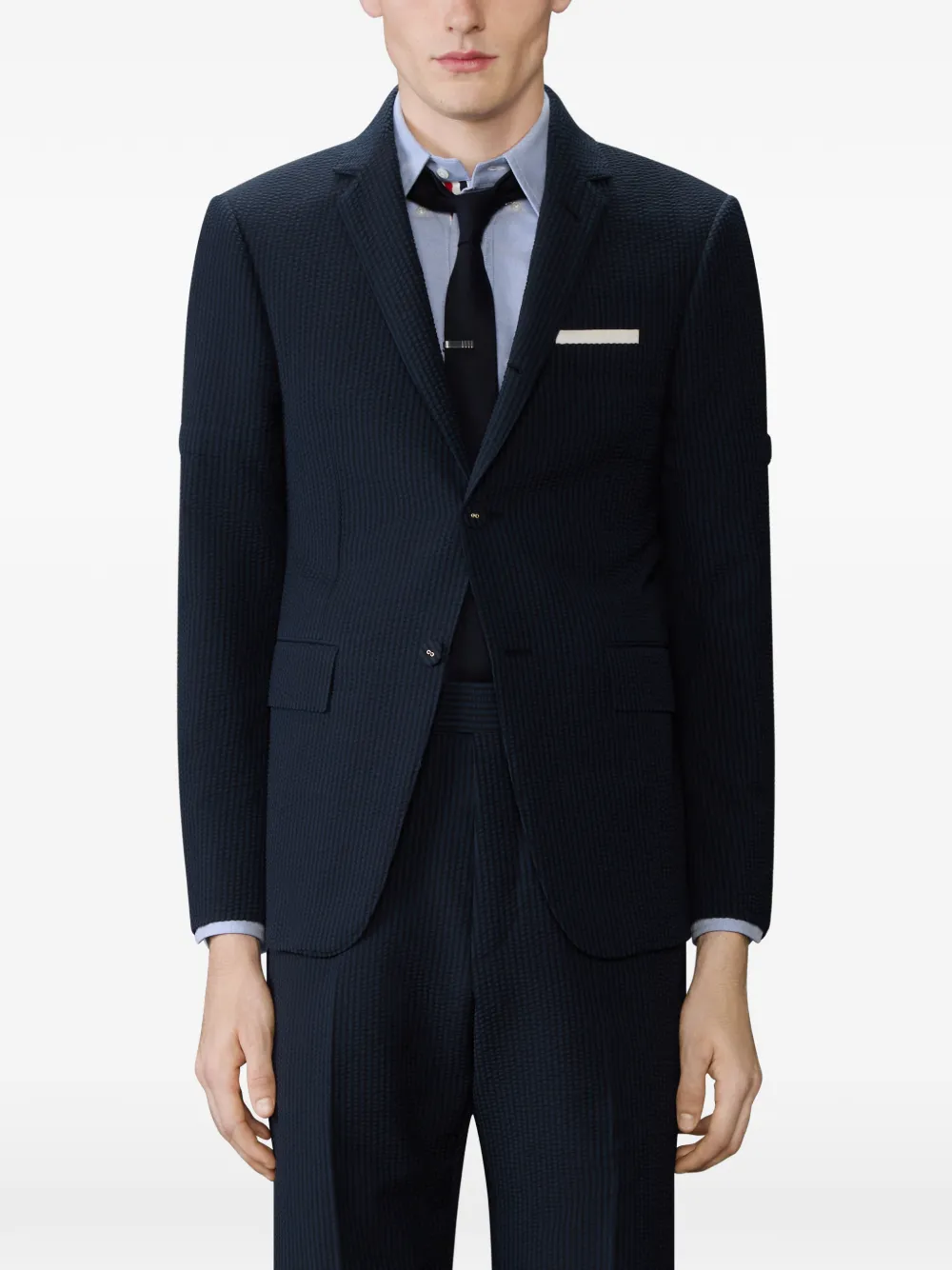  Thom Browne Blazer A Rayas - Azul 