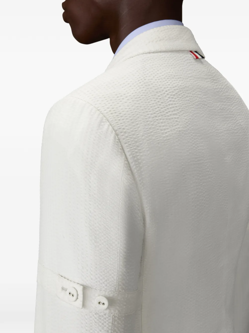 Thom Browne Wollen seersucker sportjas met borduurwerk Wit
