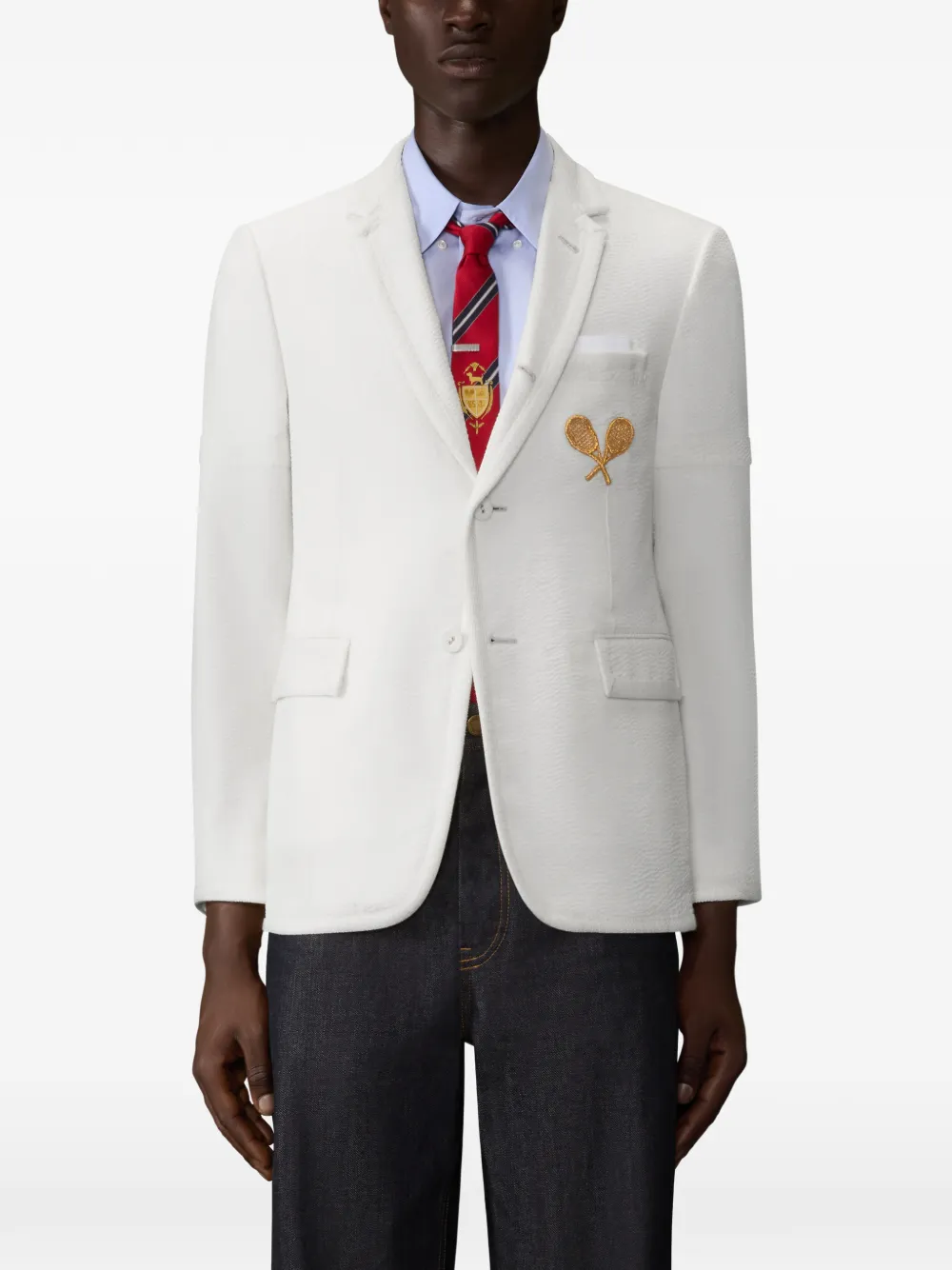  Thom Browne Embroidered Blazer - White 