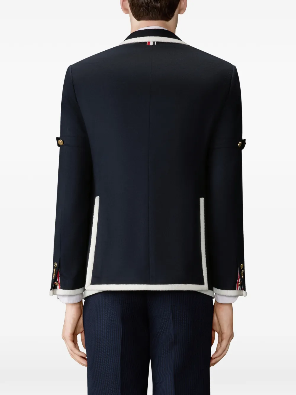 Thom Browne Blazer met geborduurde band Blauw