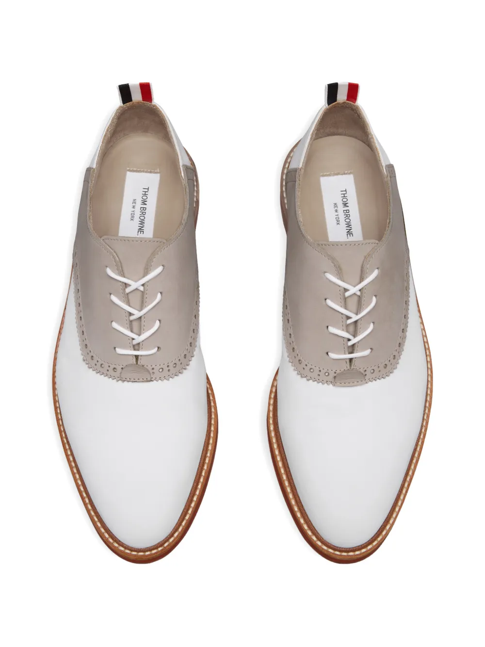 Thom Browne colour-block panelled oxford shoes Wit