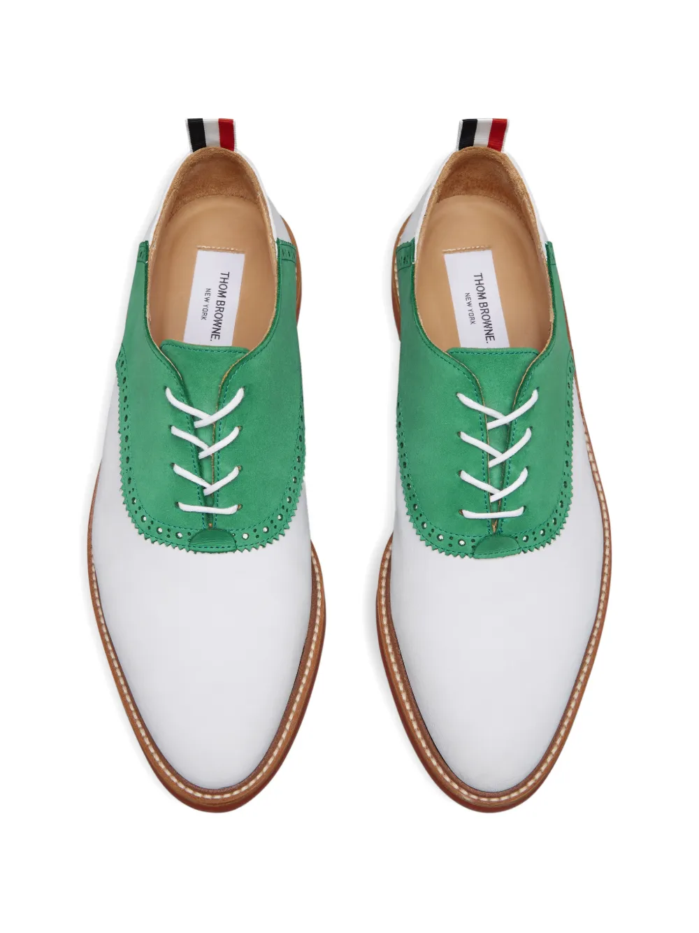 Thom Browne colour-block panelled oxford shoes Wit