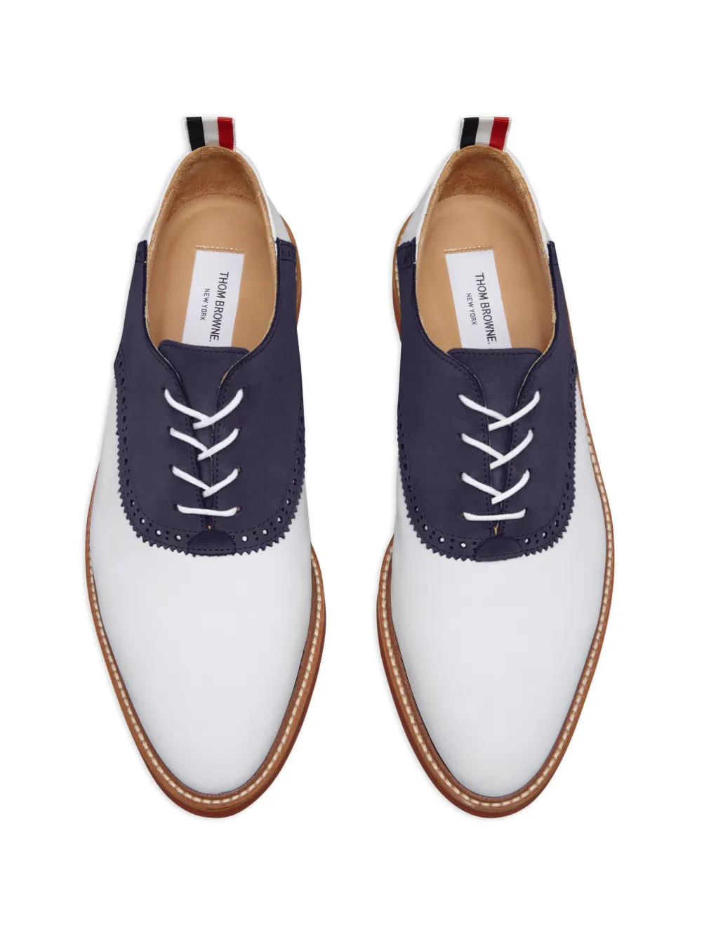 Thom Browne colour-block panelled oxford shoes Wit