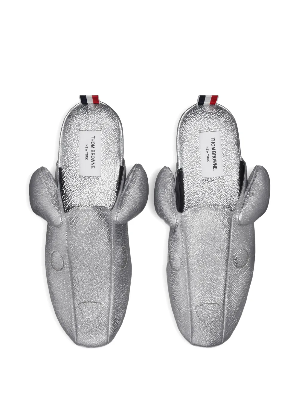 Thom Browne Hector slippers met bewerkte afwerking Zilver