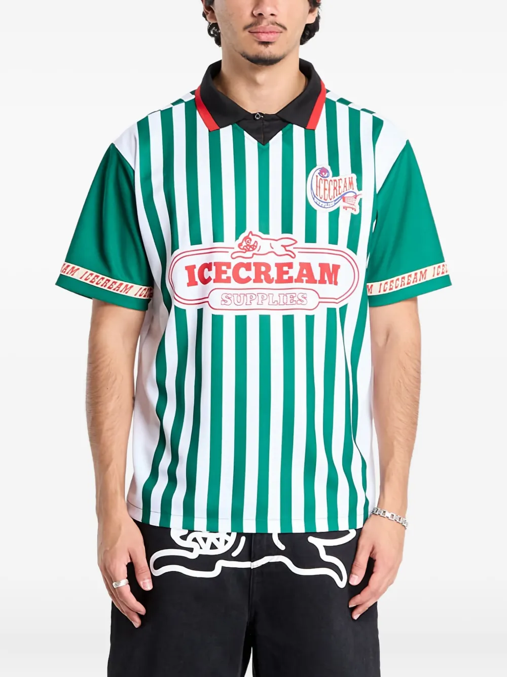 Billionaire Boys Club - Ice Cream Striped Football Polo Shirt In Green