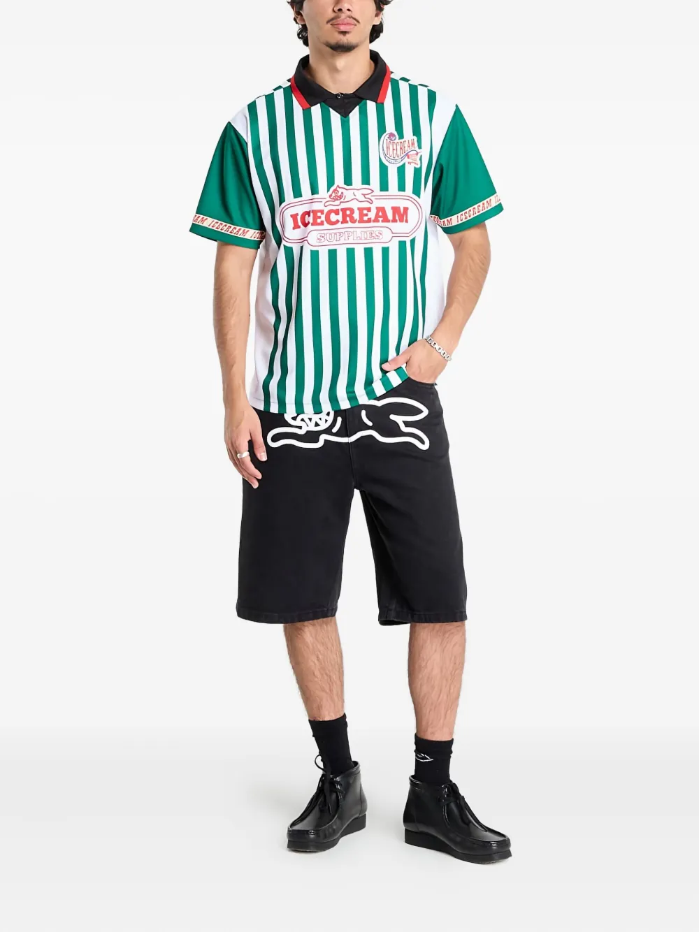 Billionaire Boys Club - Ice Cream striped football polo shirt - Groen