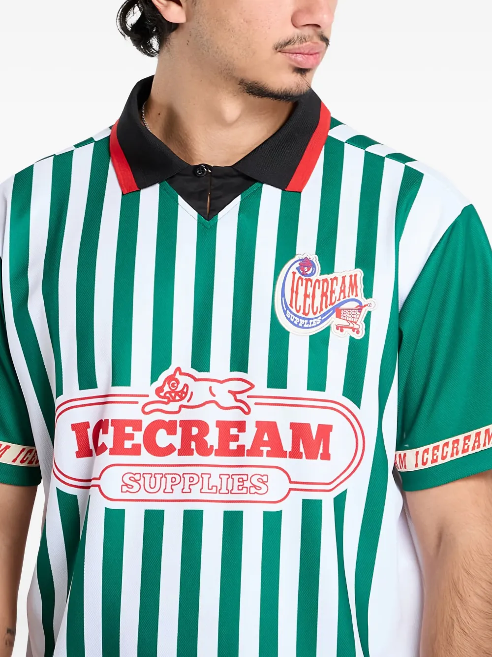 Billionaire Boys Club - Ice Cream Striped Football Polo Shirt In Green