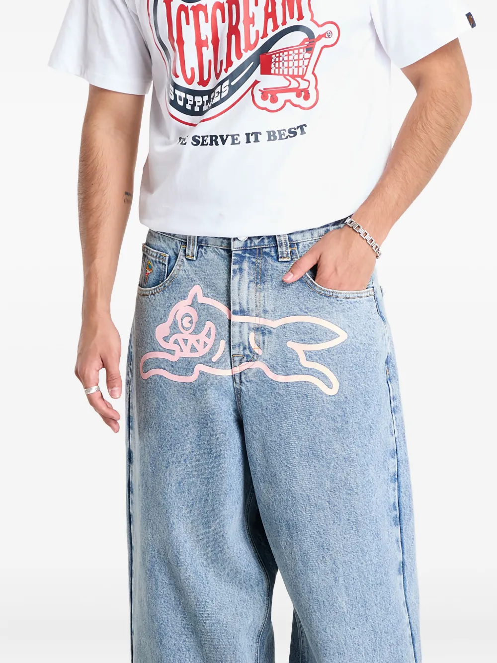 ICECREAM Jeans met logo Blauw