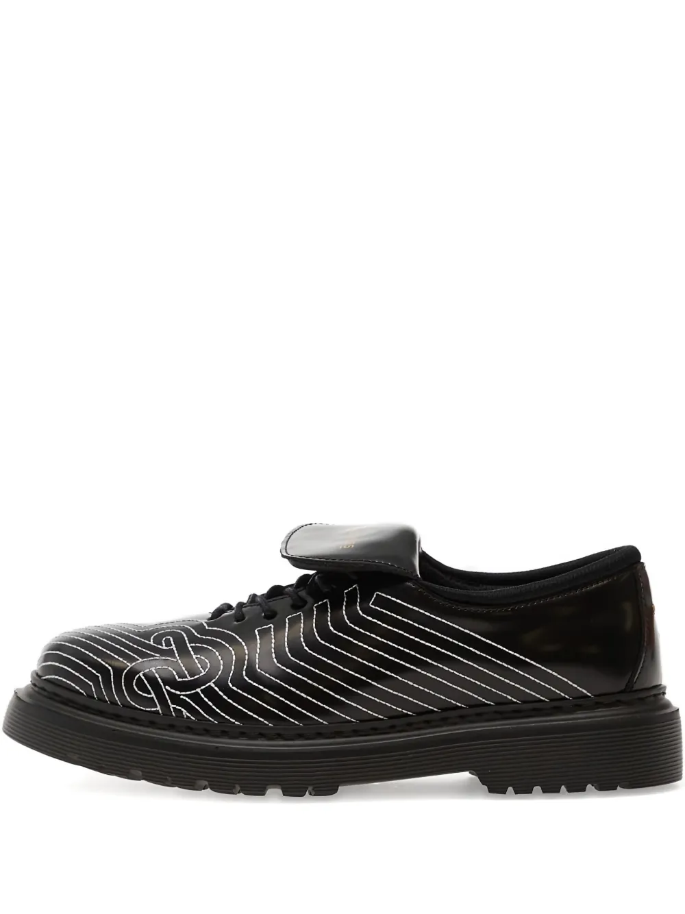 Filling Pieces Topstitched Derby Shoes In Black