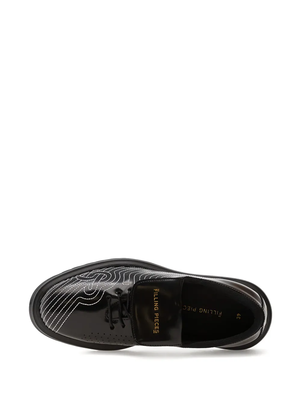 Filling Pieces Topstitched Derby Shoes In Black