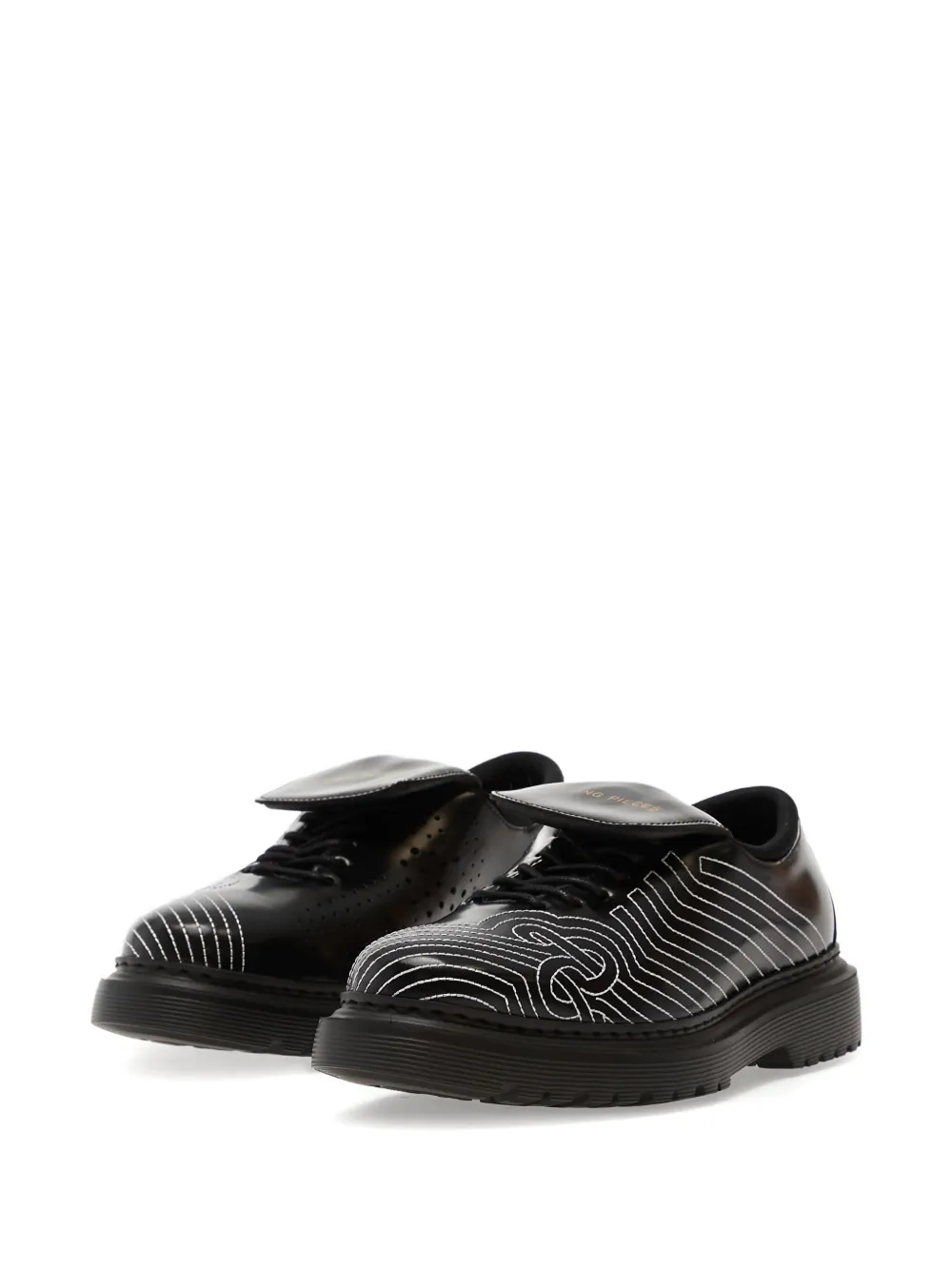 Filling Pieces Topstitched Derby Shoes In Black