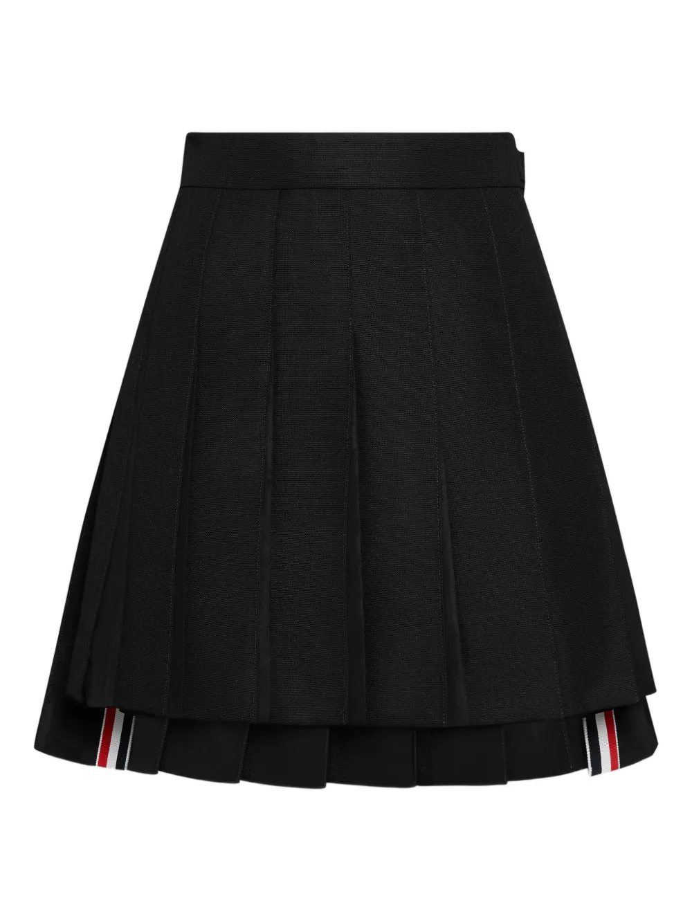 Thom Browne Drop Back Pleated Wool Miniskirt In Black