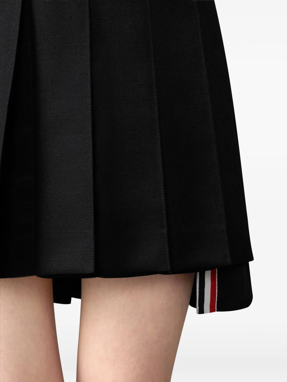 Thom Browne Drop Back Pleated Wool Miniskirt In Black