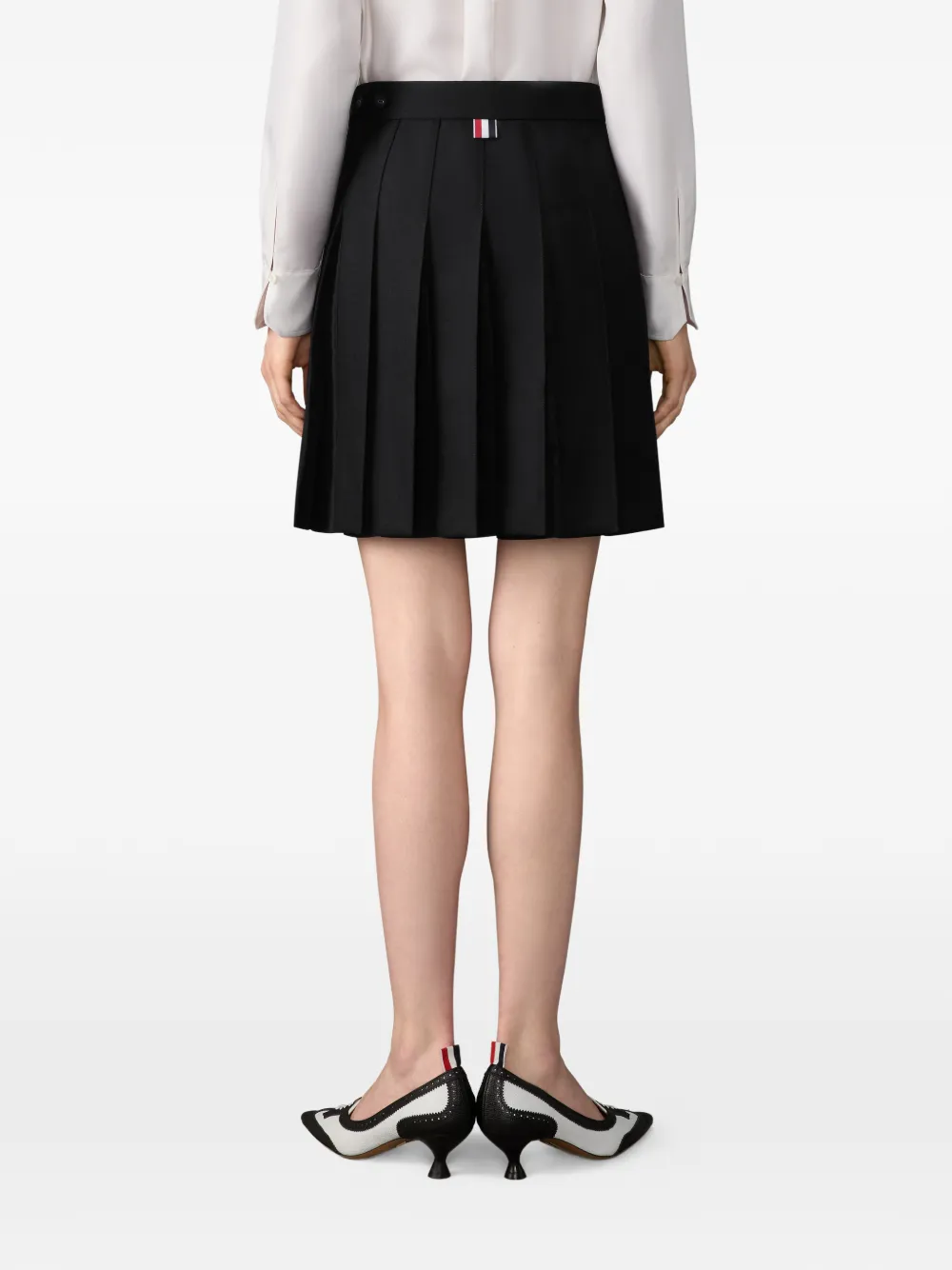 Thom Browne Drop Back Pleated Wool Miniskirt In Black