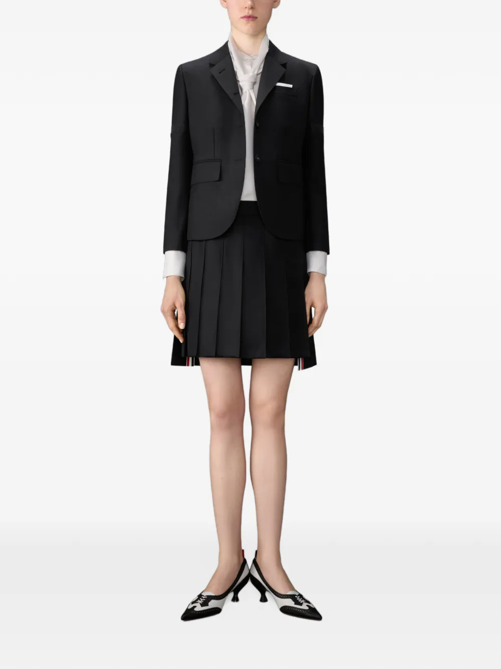 Thom Browne 3-laags wollen mohair mini-plooirok Zwart