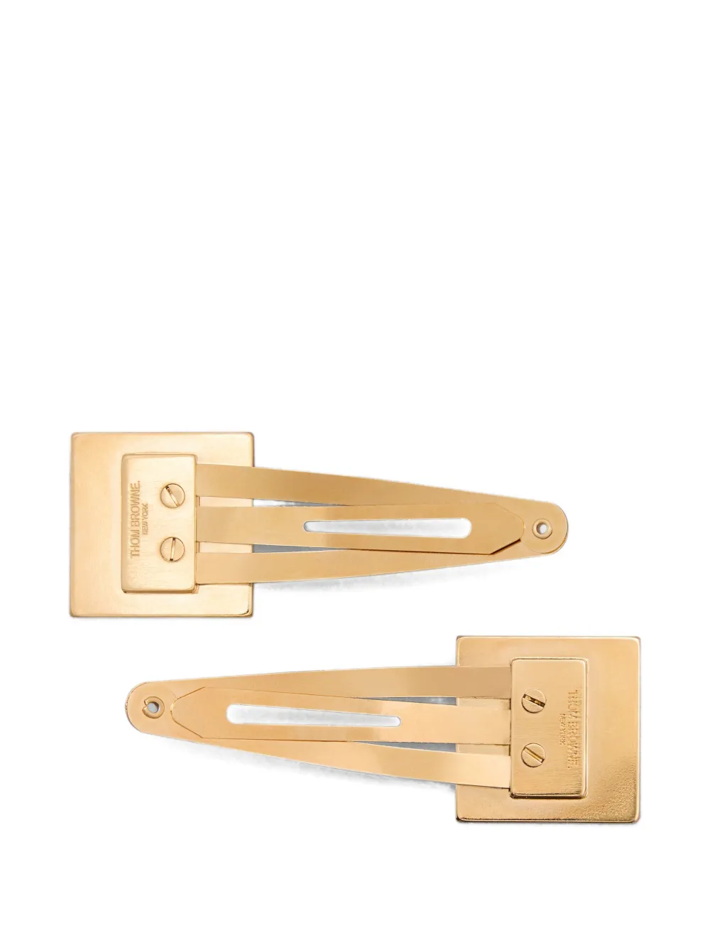 Thom Browne Logo-detail Hair Clips In Brown