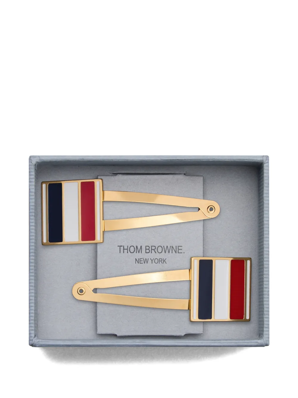 Thom Browne Logo-detail Hair Clips In Brown