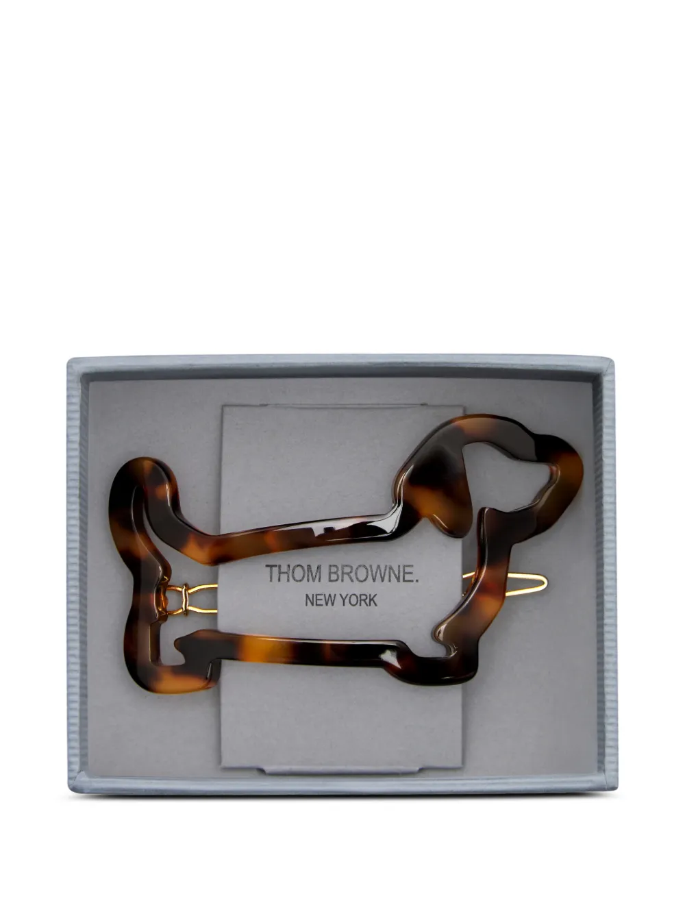 Thom Browne Hector Dog-shape Hair Clip In Brown
