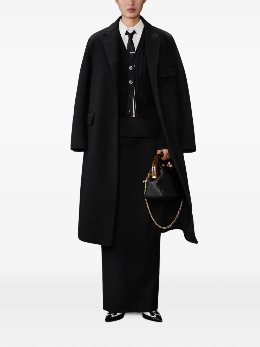 Thom Browne Jas met enkele rij knopen Zwart