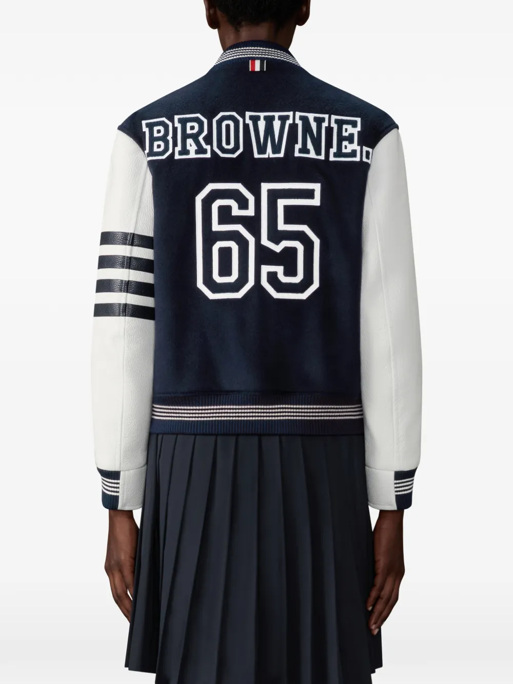 Thom Browne Kasjmier en leren bomberjack Blauw