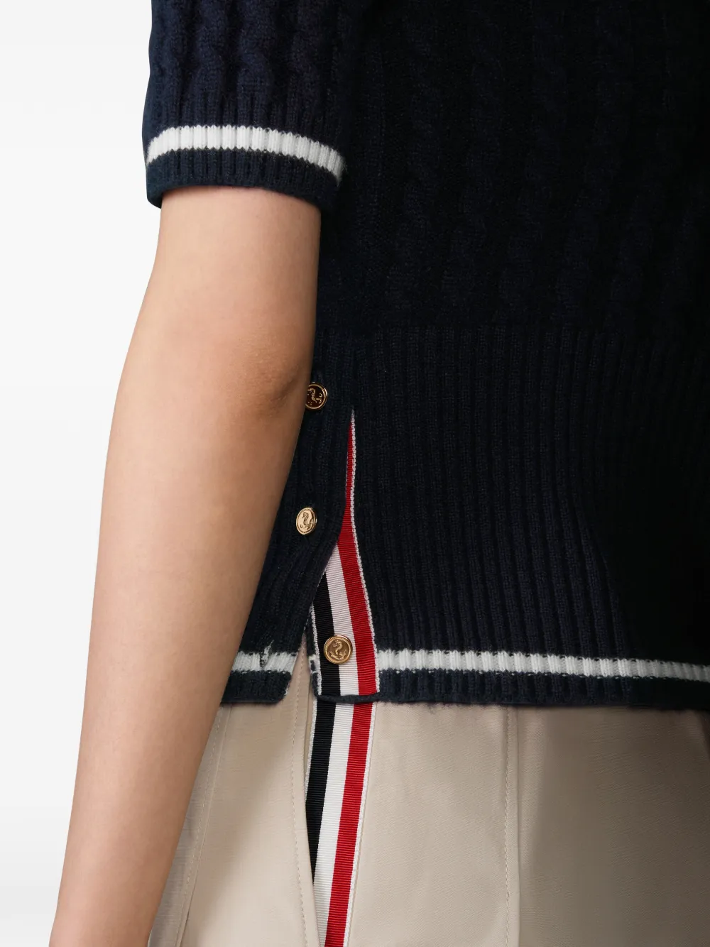 Thom Browne Poloshirt met kabelstiksel Blauw