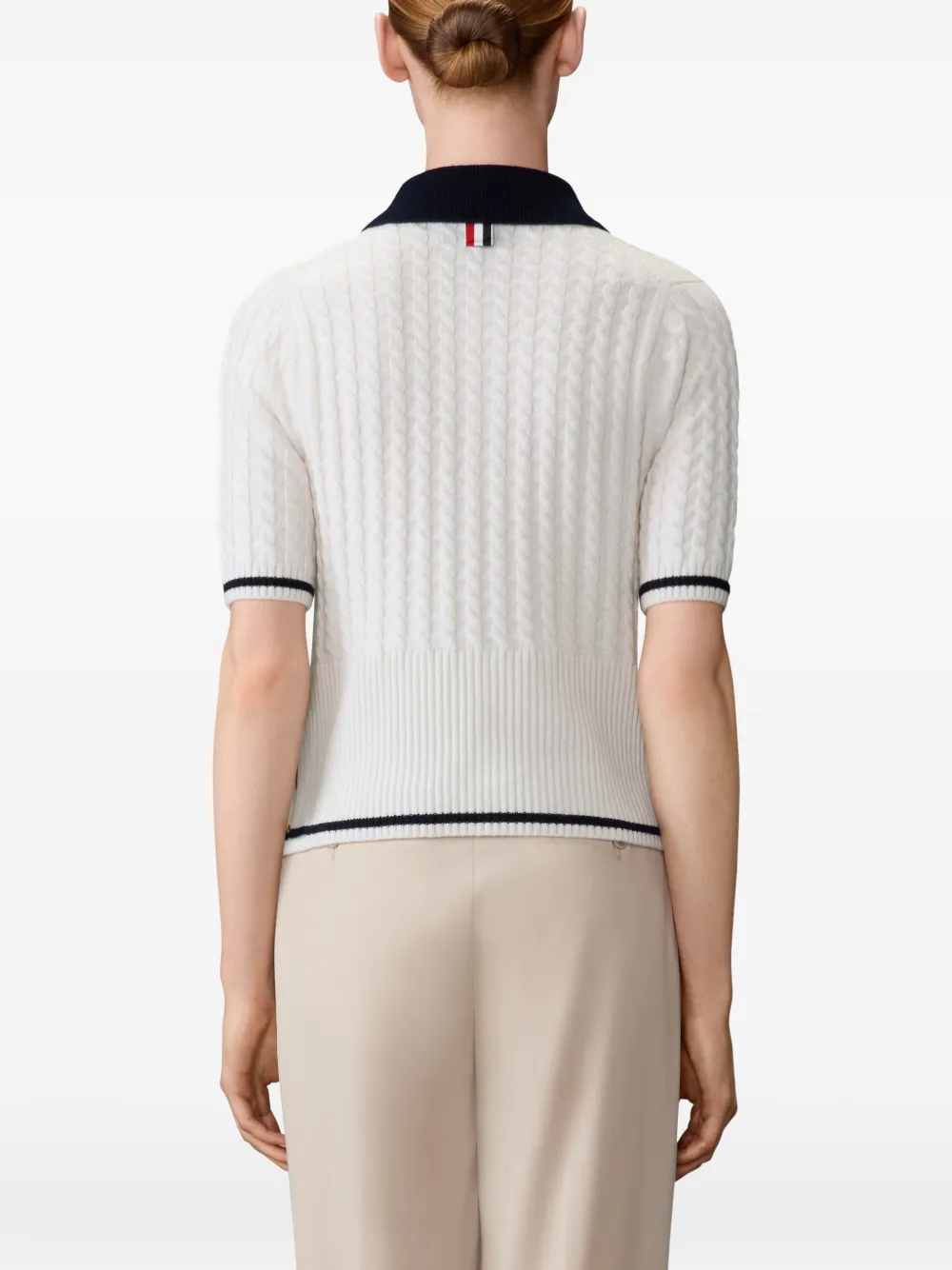 Thom Browne Poloshirt met kabelstiksel Wit