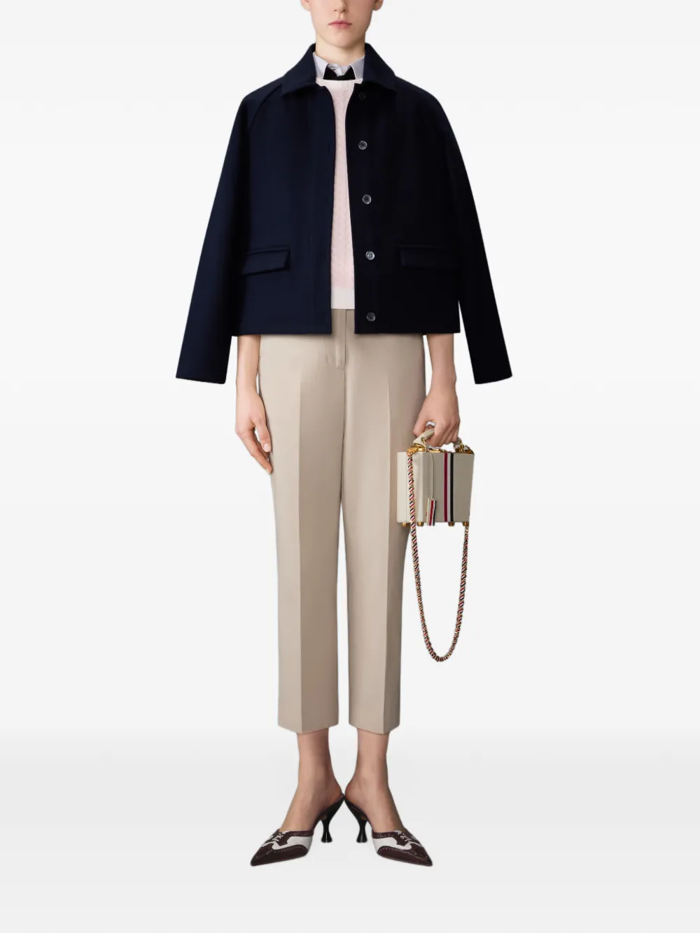 Thom Browne Kasjmier top met kabelstiksel Roze