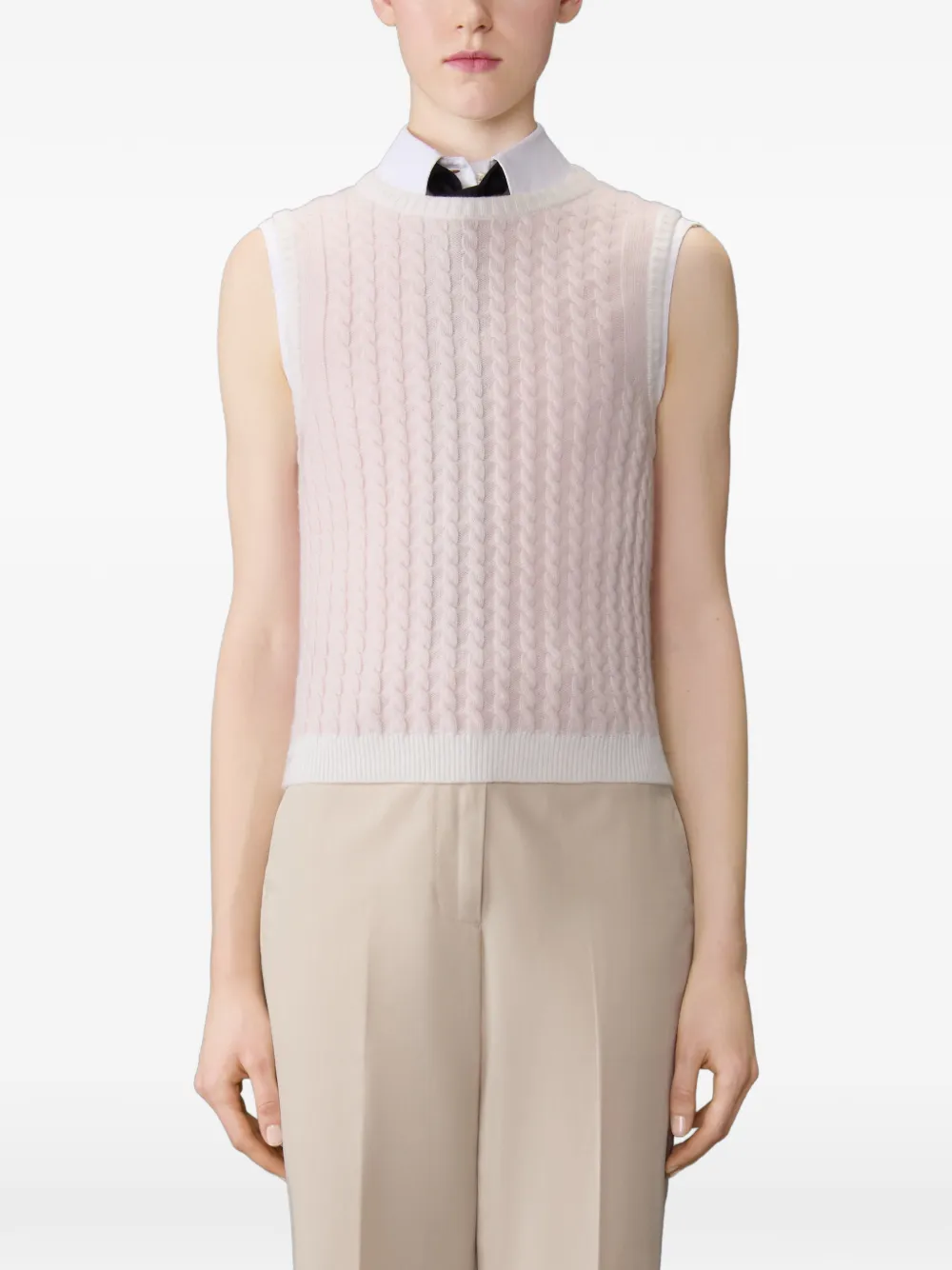 Thom Browne Kasjmier top met kabelstiksel Roze