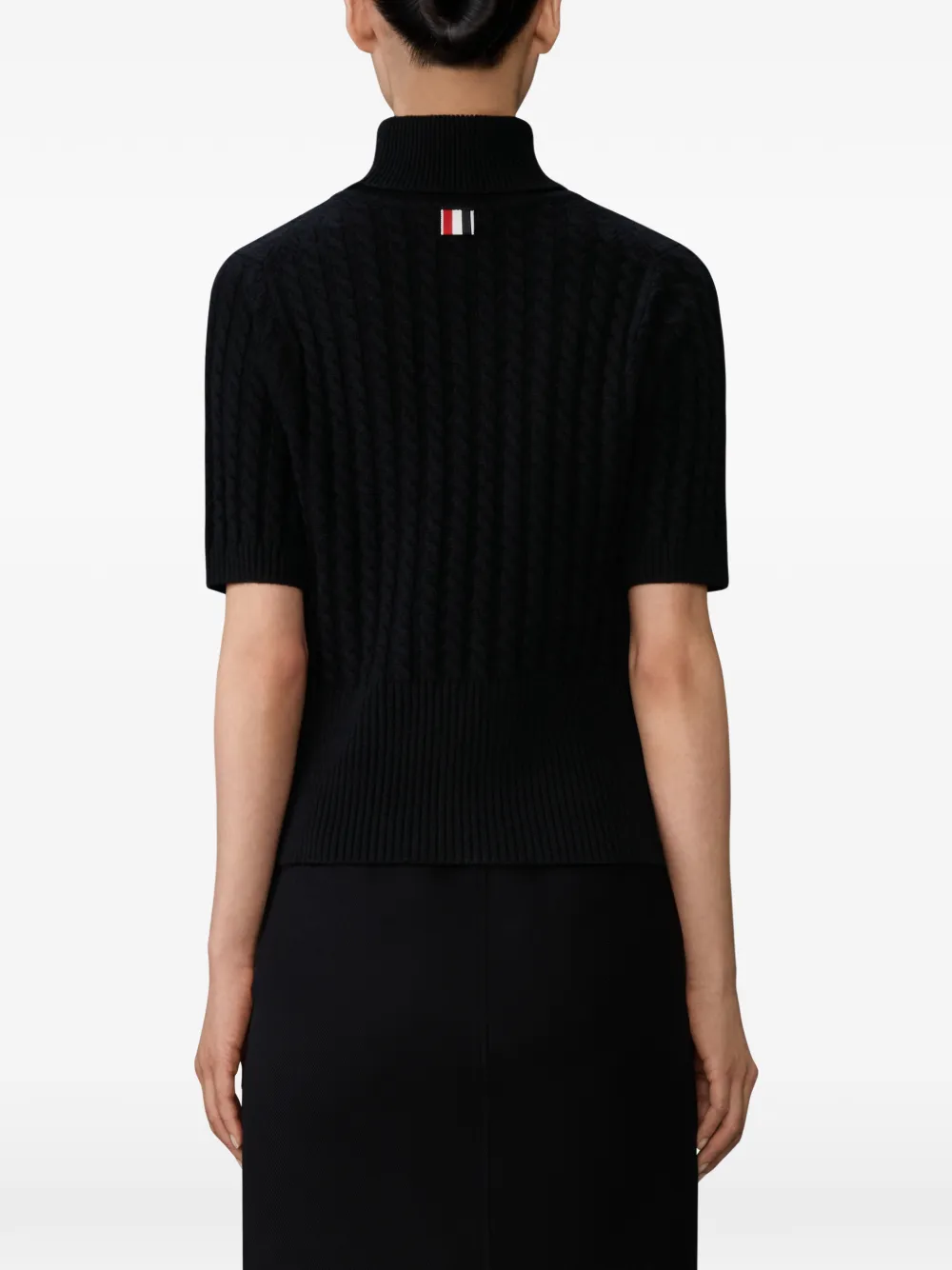 Thom Browne short-sleeve turtleneck sweater Zwart