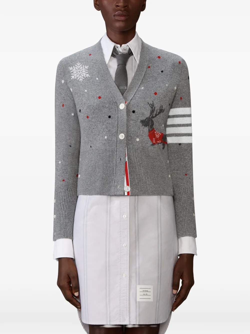 Thom Browne Hector Reindeer intarsia cardigan | Grey | Image 1