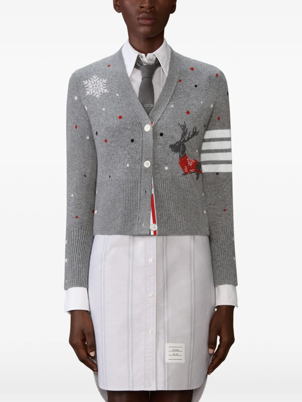 Thom Browne Hector Reindeer intarsia cardigan | Grey | Image 1
